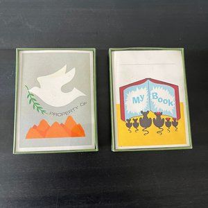 Vintage Bookplates // Lot of 2 Boxes // Peace Dove & Reading Mice // 48 per Box